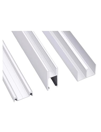 System prowadnic do szklanych drzwi przesuwnych, Aluminiowa prowadnica do drzwi szklanych Multicolor 60-150 cm witryny w biurze domowym(Silver,150cm/59in)