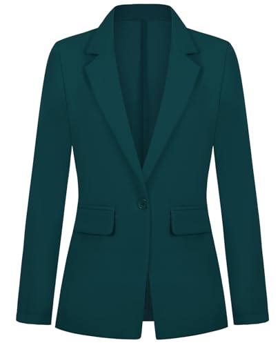 Image of Kyzoeyou Women's Jacket Suit Elegant Casual Blazer Notched Lapel for Business Meetings (Cobalt Green M)