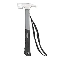 Campinghammer, Heringe Hammer mit Heringauszieher und Halteband, 30 x 11 cm Kohlenstoffstahl Zeltheringe Pflock Hämmer Mallet Heringzieher Zelthammer für Außenbereich Zeltheringe Rutschfest Kopf