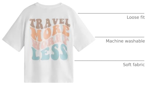Image of RoseSeek Girl's Letter Graphic Print Cute Tops Short Sleeve Crew Neck Summer T Shirts Trendy Clothes for Girls White 11-12Y