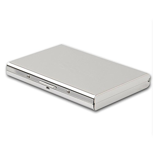 FcLing Stainless Steel Card Holder Case for Travel and Work, Metal Card Holders for Business Cards,Credit Cards,Sliver