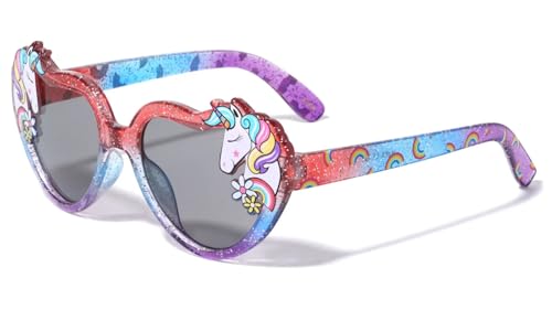 Dweebzilla Kids Youth Girls Unicorn Heart Shaped Sunglasses Classic Retro