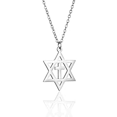 Silver Star of David Cross Necklace