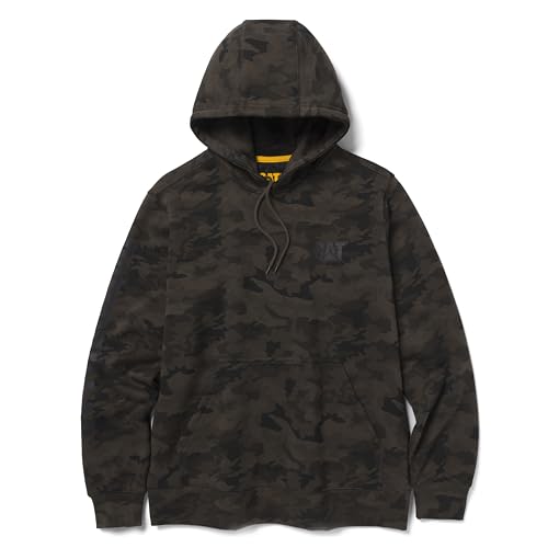 CAT Workwear Men's Caterpillar Trademark Banner Hoodie, Night Camo Black, S