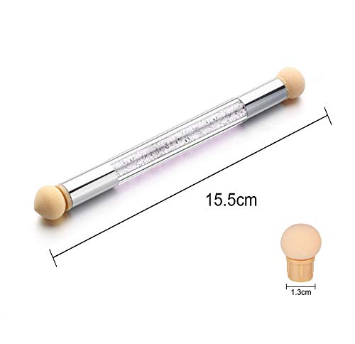 3Pcs Nail Gradient Sponges Brush Pens Kit, AKWOX 3 Differents UV Gel Nail Art Brush Gradient Ombre Brushes Double Head Nail Sponge Painting Pen with 4 Replacement Heads