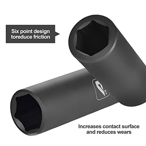 AAIN 15-Piece 1/2 Inch Drive Metric Deep Impact Socket Set，6-Point,10mm to 24mm, A029 - Thumbnail 3