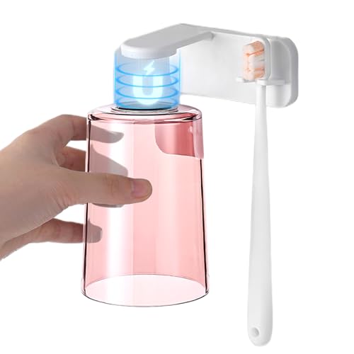 Qiwieod Vaso de baño | Organizador de almacenamiento magnético sin agujeros, vaso para enjuague bucal con soporte de pared, para baño, inodoro, hogar, apartamento, dormitorio, oficina, hotel, viajes