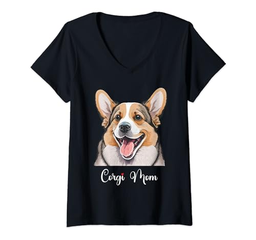 Mujer Corgi Mom Corgi Dog Lover Raza de perro Corgi Camiseta Cuello V