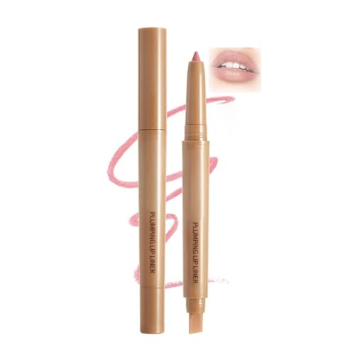 Dual-Ended Matte Lip Liner with Brush – Long Lasting Creamy Formula, Highly Pigmented Natural Shades with Smudger, Smooth Lip Pencils for Contouring & Sculpting, Cosmetic Gift Pack (01# Salmon Pink)