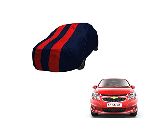 Image of Auto Hub Car Cover Compatible with sai UVA with Mirror Pocket,Triple Stitched, Weather Proof, sai UVA Car Cover- Navy-Red