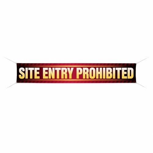 Site Entry Prohibited Large Banners and Signs for Outdoor by BCB Print | Construction Polyester Banner with 4 Hole for Easy Hang Indoor & Outdoor | 5x1ft Banner to Promote Business | HD Made in USA