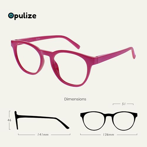 Image of OPULIZE BLU Blue Light Blocking Reading Glasses for Women Men, Cool Round Frame with Anti-Glare Computer and Gaming Eyewear, UV and Eyestrain Protection, Pink Purple Green +1.50 (Pack of 3)