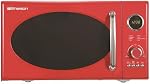 Emerson MWRG0901RD 0.9 Cu. Ft. Rétro micro-ondes avec 1,000W Fonction du gril, 800W Puissance de cuisson, LED Affichage, 5 Niveaux de puissance, 8 Menus automatiques, Table tournante en verre, Serrure enfant, Design de comptoir rouge
