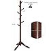VASAGLE Solid Wood Coat Rack, Free Standing Tree-Shaped Coat Rack with 8 Hooks, 3 Height Options, for Clothes, Hats, Bags, Living Room, Bedroom, Home Office, Dark Walnut URCR01WN