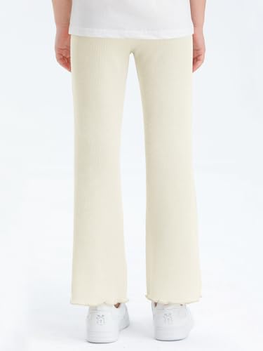 Haloumoning Girls Bell Bottom Stretchy Knit Pants Summer Flare Ribbed Bootcut Leggings 5-14 Years4