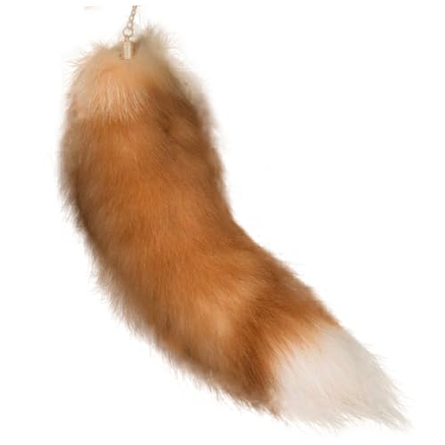 HEKARBAMILL Therian Tail, 15-15.8 inch Fox Tail Keychain, Fashion Fluffy Furry Tail, Beautiful Faux Fur Tail Cosplay Toy for Handbag Backpack Type 5 Therian Tail