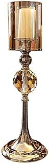 Glass and Metal Gold Plated Candlestick Wedding Candlestick Decoration Home Center Table Decoration (Size : 56cm) (56cm)