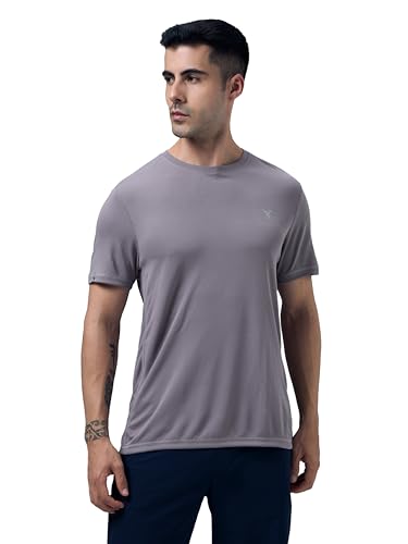 Image of TECHNOSPORT Men's Slim Fit Polyester Activewear Sports T-Shirt with Moisture-Wicking Comfort for Workout, Running & Gym