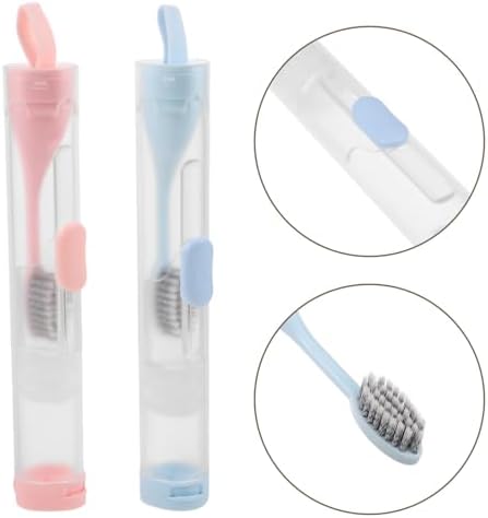 Toyvian Toothbrush Compact and Portable Hygienic Protection Travel 2pcs with Built-in Toothpaste Container, Soft Bristle Folding Toothbrush with Leakproof Case for Gym Bag and Daily Use — view 7