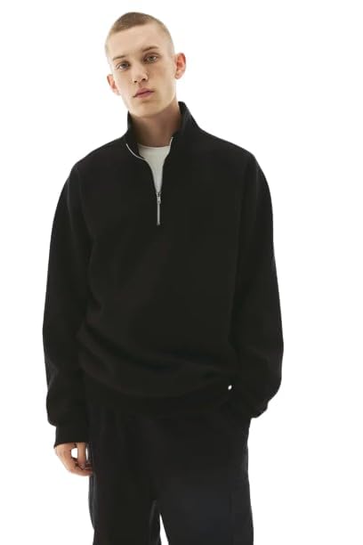 paklon Solid Casual Half Zipper Loose Fit Long Sleeves Sweatshirt-picture-28