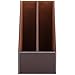KINGFOM Wooden Leatherette Desktop File Folder Organizer and Document File Stand Journals Magazine Rack 2 Slots (brown)