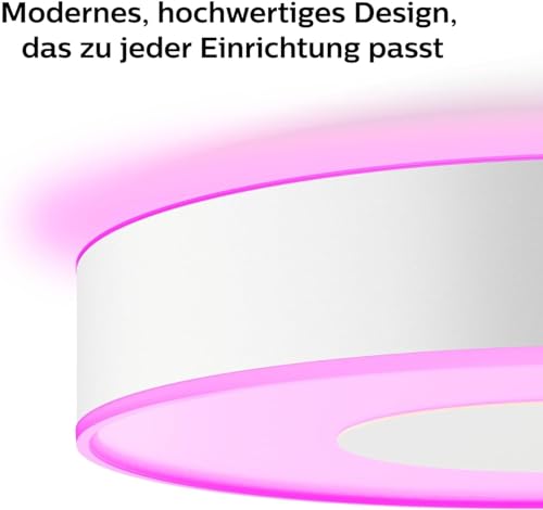 Philips Hue White & Color Ambiance Xamento Deckenleuchte M (2.350 lm), dimmbare Badezimmerlampe für das Hue Lichtsystem mit 16 Mio. Farben, smarte Lichtsteuerung über Sprache und App, weiß