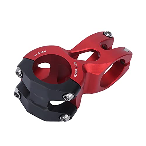 ANKROYU ウェイクバイシクルステム31.8mm 50mm 50mmアルミニウムアロイマウンテンバイクショートハンドルバーステムライトウェイトCNC機械加工耐久性耐久性ロードバイク (黒い赤)