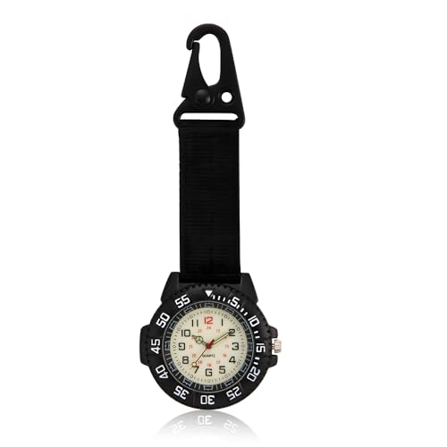 NAJILI Montre à mousqueton avec boussole - Étanche - Pour infirmière, extérieur, camping, randonnée, randonnée