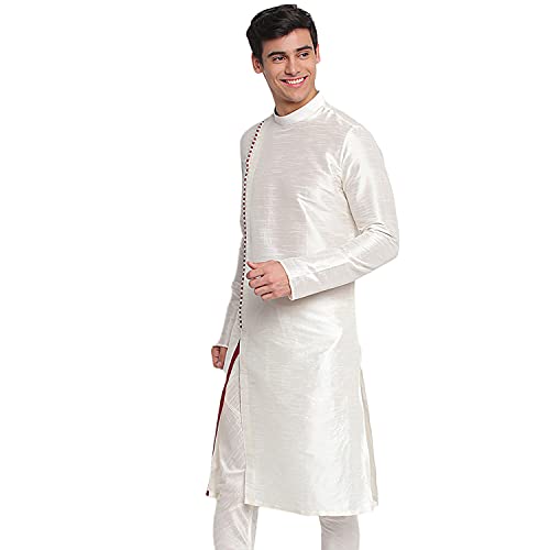 Image of Sanwara Sanwara Men Deep Blue Solid Pattern Straight Kurta