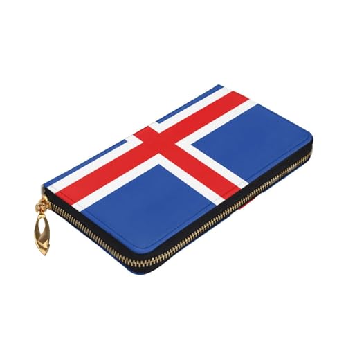 Flag of Iceland Leather Long Wallet, 12 Credit Card Slots, 3 Cash Slots, Coin Compartment, Unisex3
