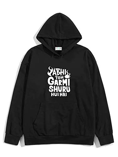 Image of The SV Style Random Print Graphic Print Pullover Hoodie, Black, Long Sleeve with Kangaroo Pocket 320 GSM Fleece Inside
