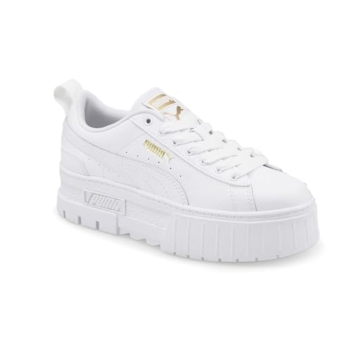 PUMA Kids Girls Mayze Leather Platform Lace Up Sneakers Shoes - White - Size 7 M2