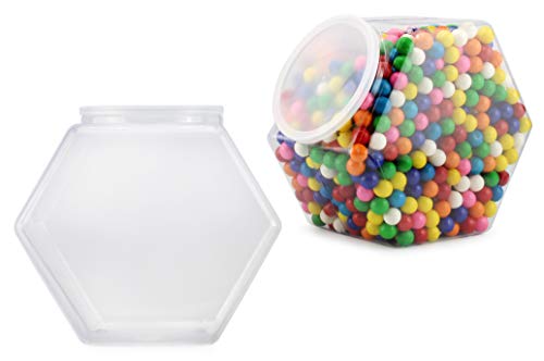 Cornucopia Gallon Plastic Container Candy Jars (2-Pack); Hexagon Shaped Countertop Display Containers; Cookie and Snack Storage