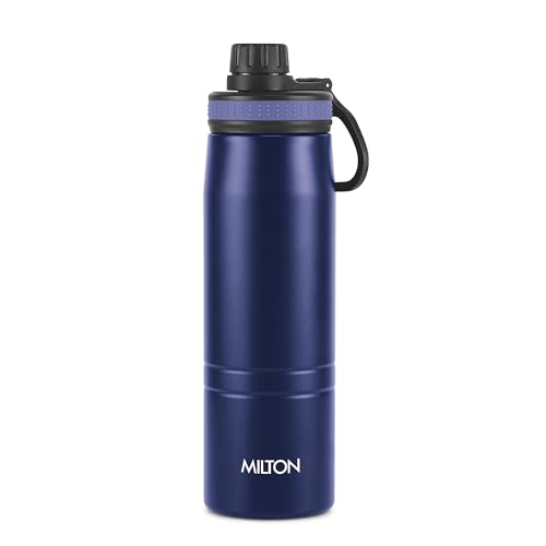 Milton Sparkle 600 Thermosteel Water Bottle with Easy Sip Cap and Handle, 620 ml, Vacuum Insulated Stainless Steel, Hot and Cold, On The Go Bottle for Office College, Blue