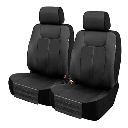 Image of LPI Truck Carson Heavy Duty Truck Seat Covers for Front Seats; Fits Full-Size SUV or Truck; Includes Front, Built-in Molle Style Organizer; Semi-Custom Fit; Faux Leather; 2pcs, Black