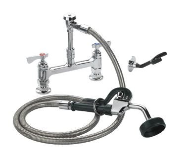 Krowne Metal 19-108L Krowne Royal Wall Mount Utility Spray Assembly w/ 8" Adjustable Centers & 72" Stainless Steel Flexible Hose
