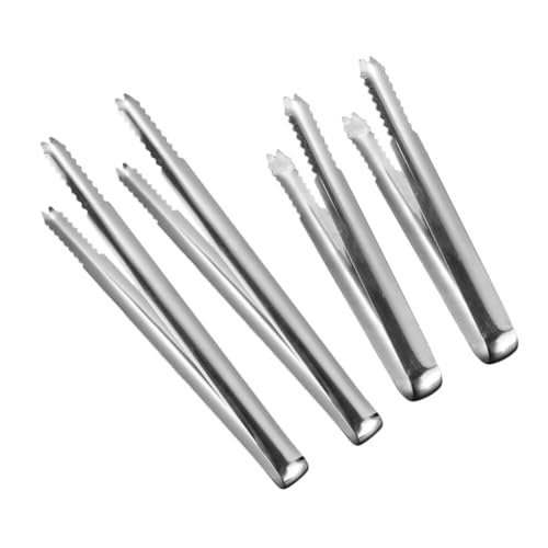 STOBAZA Ice Cube Clips 4pcs Stainless Steel Tongs for Sugar Ice Lemon Candy Bbq for Buffet Wedding
