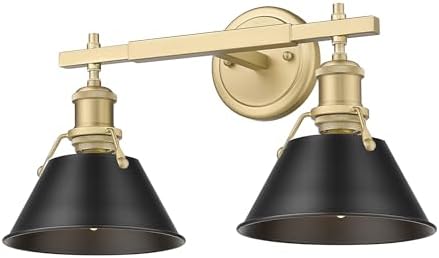 Golden Lighting Yep Orwell 2-Light Vanity in Brushed Champagne Brass and Matte Black Shade