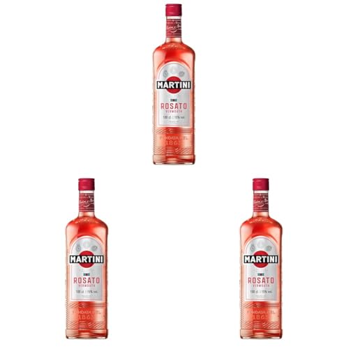 MARTINI Rosato Vermouth Aperitivo, 15% ABV, 100cl / 1L, Vermouth Semi Seco con Especias Elegantes (Paquete de 3)