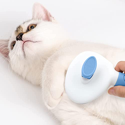 Cat Brush For Shedding And Grooming, Pet Self Cleaning Slicker Brush With Cat Hair Comb By Kalamanda (Blue) #TOP5
