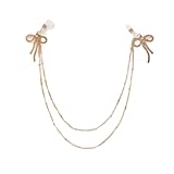 Niaspi Bow Fake Nipple Rings Body Chain for Women Rhinestone Bowknot Layered Drop Chest Chains Bra Non Piercing Nipplerings Adjustable Nipple Body Jewelry