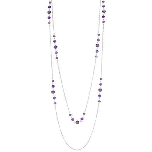 Noessla Long Silver Necklace For Women Bohemian Layered Statement Costume Long Necklaces For Women Fashion Jewelry Mothers Day Gifts(Amethyst) #TOP9