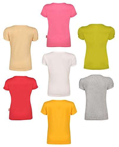 Image of SINI MINI Sinimini Girls Half Sleeve Cotton Round Neck Tshirt with bio wash (Pack of 7).