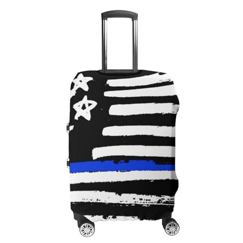 Anti Scratch Travel Luggage Cover American Blue Line Flag Pattern Elastic Washable Stretch Suitcase Protector Carry On Luggage Cover4