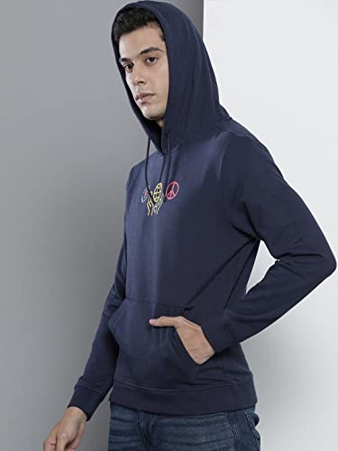 Image of The Indian Garage Co Men Regular Fit Typography Overhead Hooded Sweatshirt