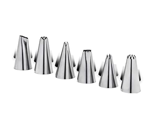 Conjunto 6 Bico 1,8x3,1cm + Saco Confeiteiro Glacê 8x28cm, Aço Inox, Brinox