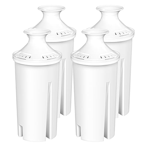 Fil-Fresh 4-Pack Water Filter Replacements for Brita Water Pitchers and Dispensers, NSF 53 Certified to Reduce Chlorine and Bad Taste, BPA free