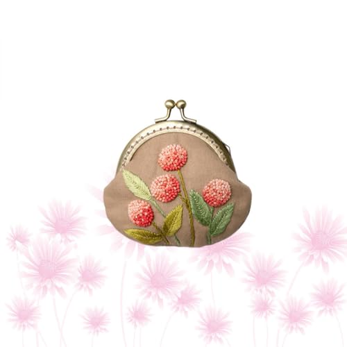 Image of 1set Embroidery Starter Kit with Lock Frame Diy Coin Purse for Beginners Handmade Tools Kit with Wool Needle Accessories Present for Women and Girls Herb