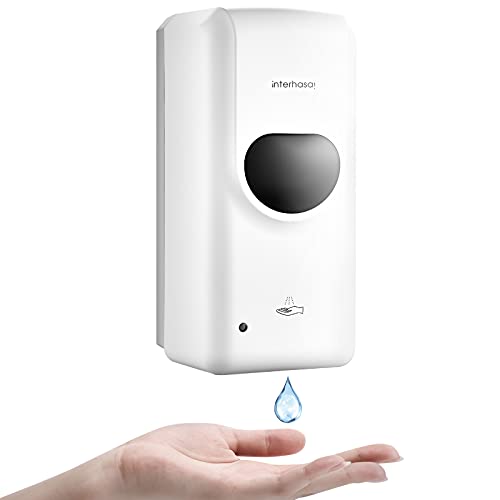 interhasa! Hand Sanitizer Dispenser Wall Mount, 1000ml Automatic Soap Dispenser for Offices, Schools, Warehouses, Hospital, Food Service Facilities, Liquid & Gel Dispenser (Liquid, White)