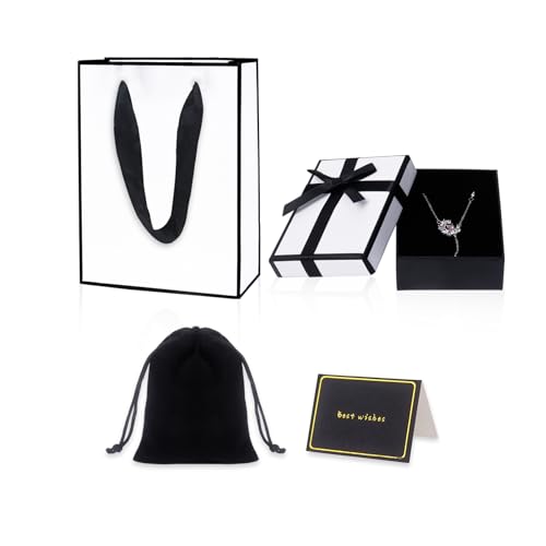 Nideen Jewellery Gift Box Set with Gift Bag, Velvet Pouch & Card 9× 7× 3 cm Bracelet Necklace Box